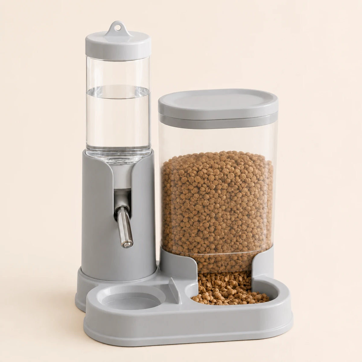 Two-in-One Food & Water Station in gray